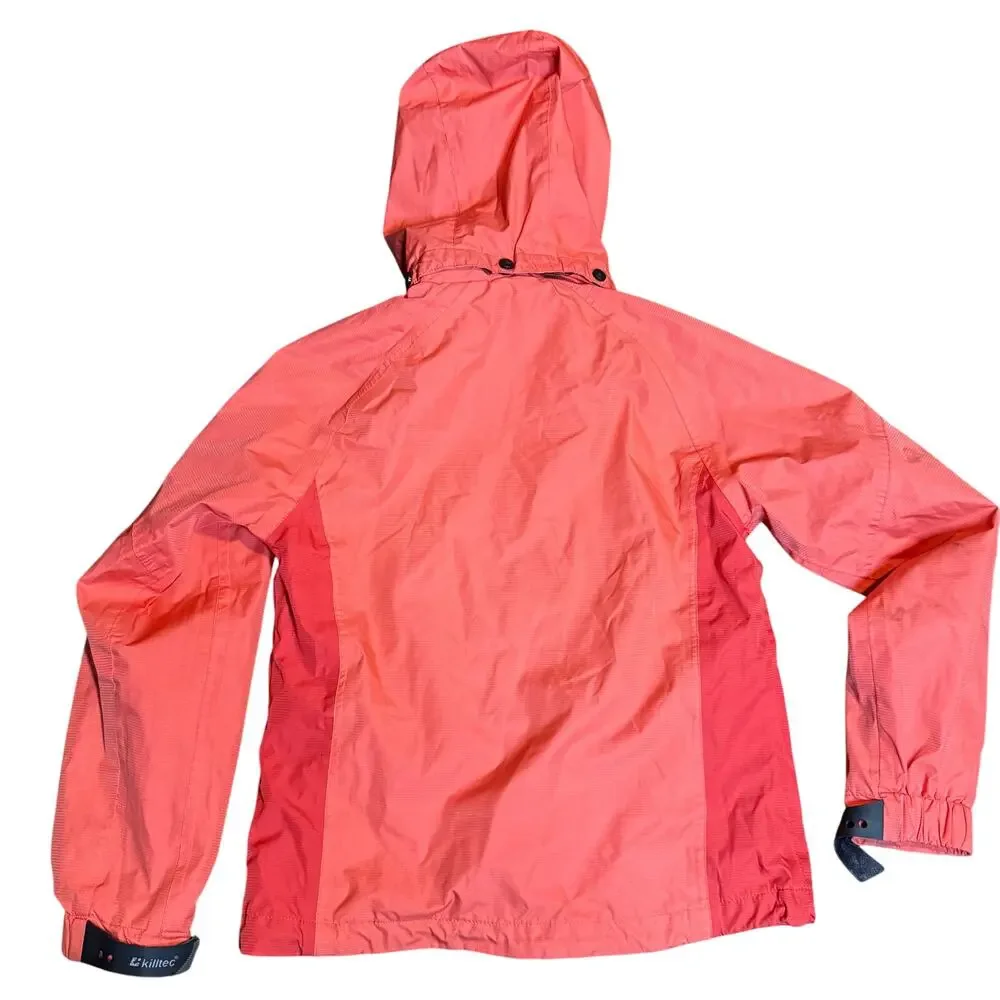 Killtec Kids Waterproof Windproof Hooded Rain Jacket, Coral, Youth Size 10